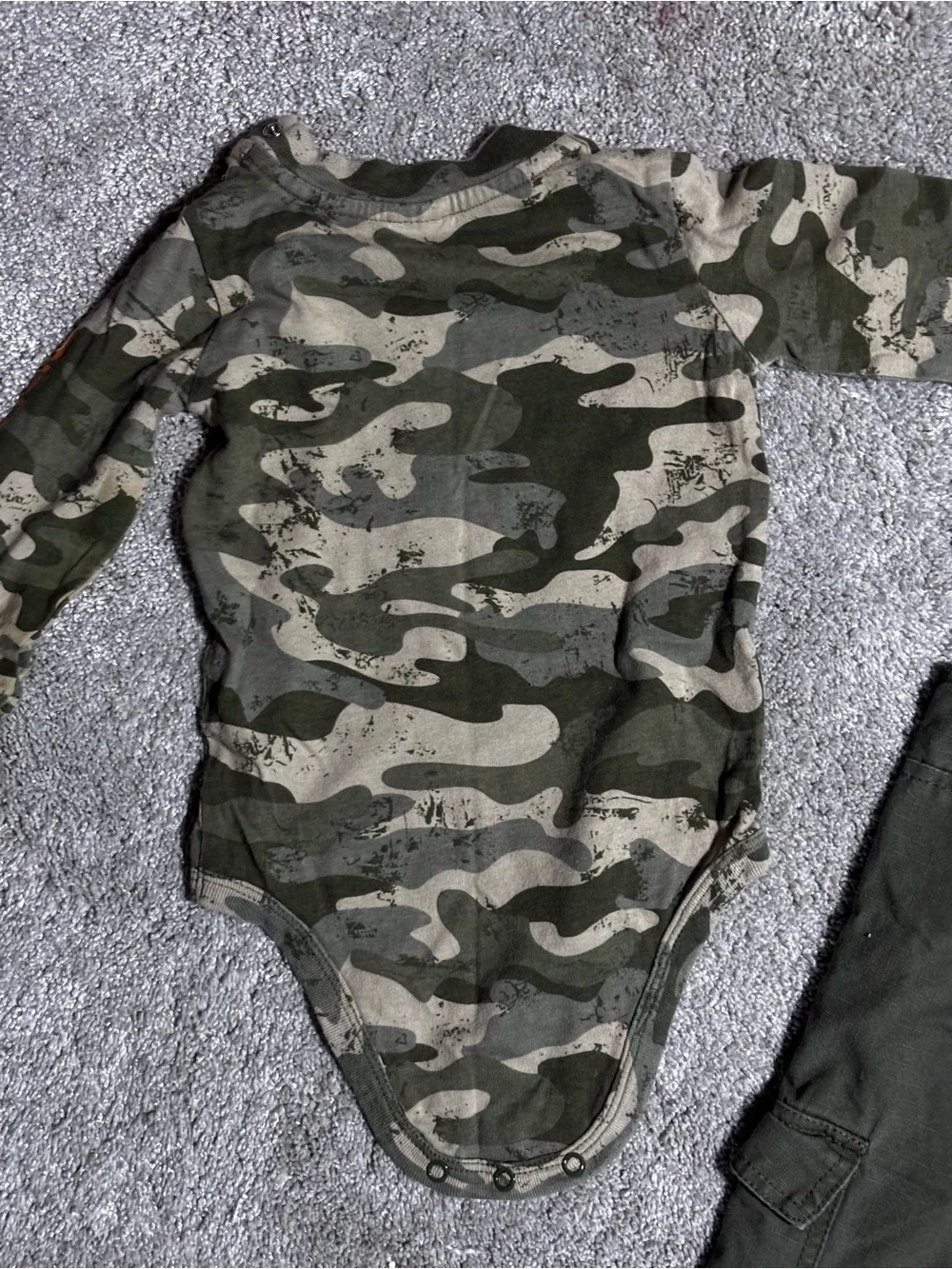 Carhartt Green Camo Bodysuit with Olive Green Overalls excellent condition